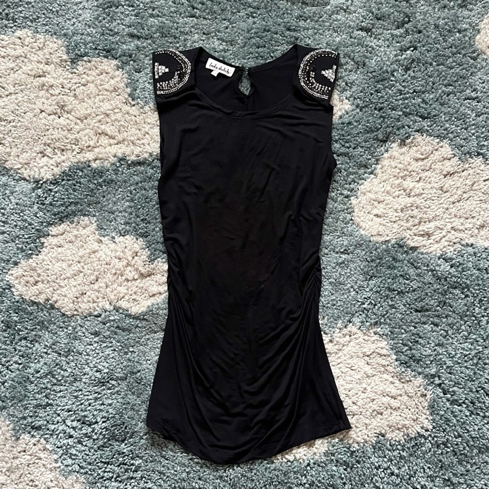 Lady Dutch Sleeveless Top with Embellished Shoulders